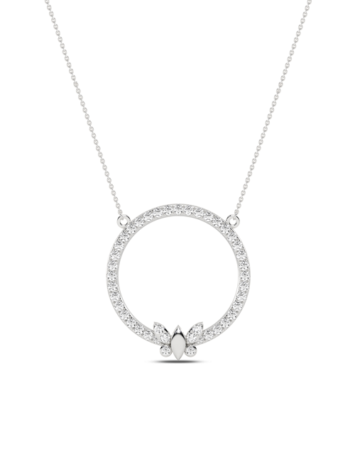 Butterfly Circular Silhouette Pendant white gold