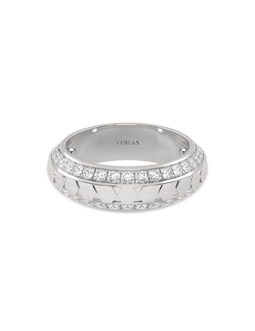 Diamond Trail Beveled Hexagon Band white gold