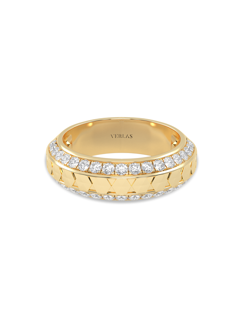 Diamond Trail Beveled Hexagon Band yellow gold