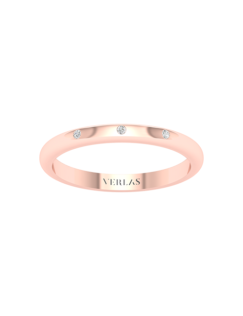 Tri-Stone Diamond Band rose gold