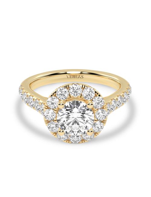 Signature Round Halo Ring yellow gold