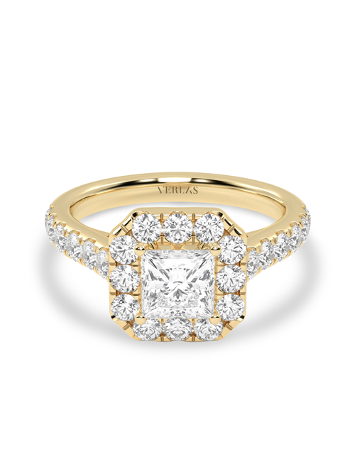 Signature Princess Halo Ring yellow gold