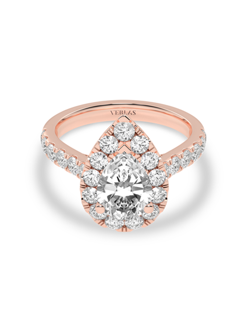 Signature Dewdrop Halo Ring rose gold