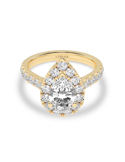 Signature Dewdrop Halo Ring yellow gold