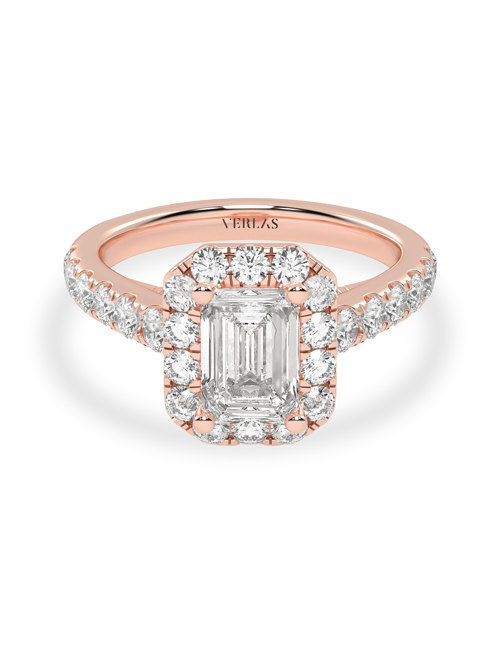 Signature Emerald Halo Ring rose gold