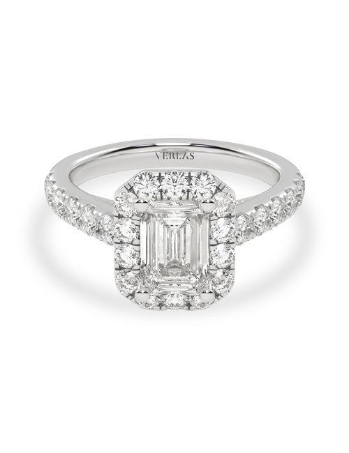 Signature Emerald Halo Ring white gold