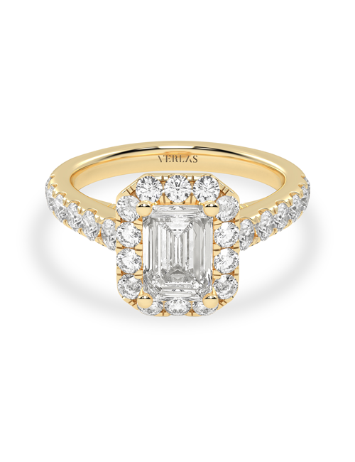 Signature Emerald Halo Ring yellow gold