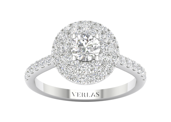 Signature Round Double Halo Ring white gold