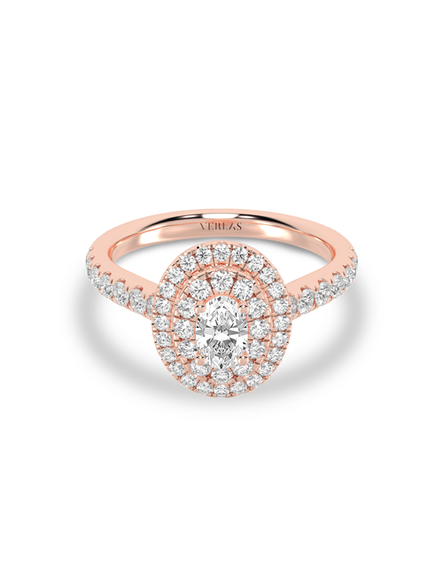 Signature Ellipse Double Halo Ring rose gold