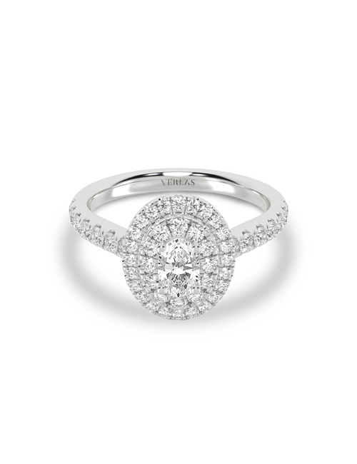 Signature Ellipse Double Halo Ring white gold