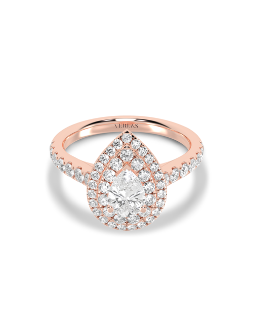 Signature Dewdrop Double Halo Ring rose gold