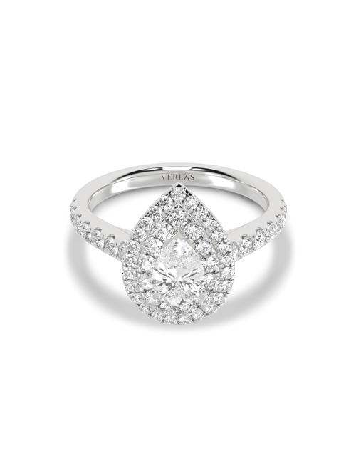 Signature Dewdrop Double Halo Ring white gold