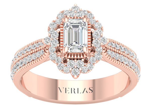 Ornate Emerald Ring rose gold