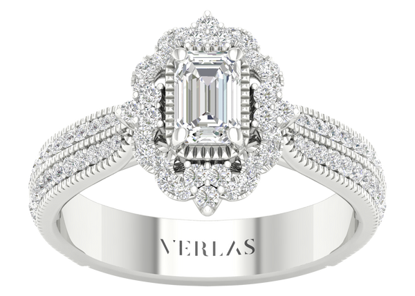 Ornate Emerald Ring white gold