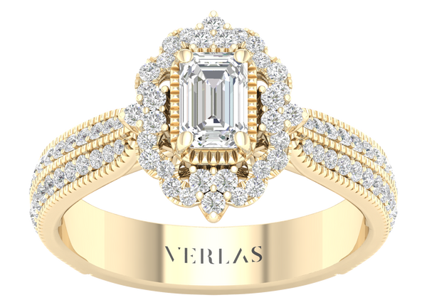 Ornate Emerald Ring yellow gold