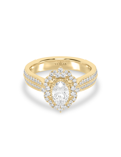 Ornate Ellipse Ring yellow gold