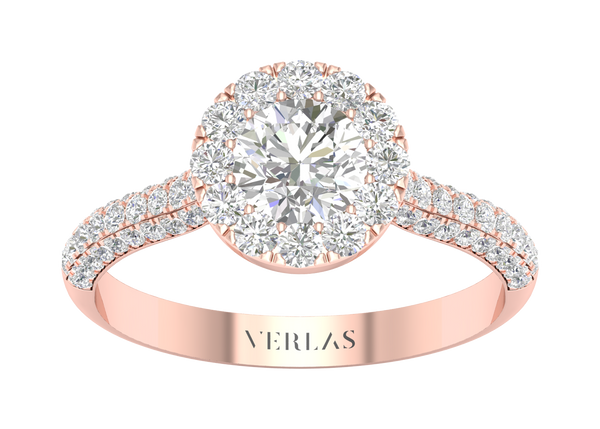 Embellished Iconic Round Halo Ring rose gold