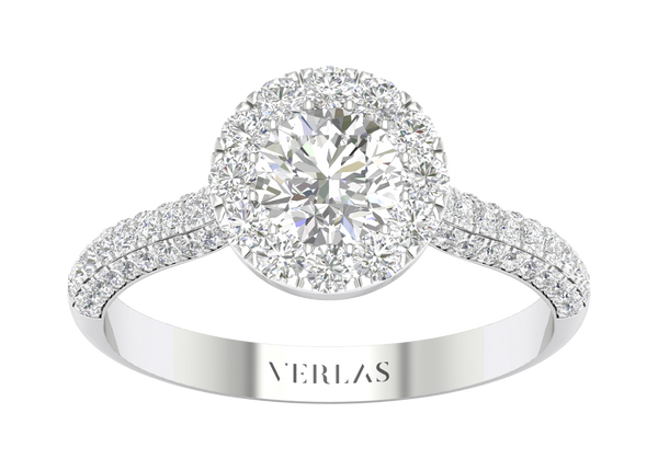 Embellished Iconic Round Halo Ring white gold