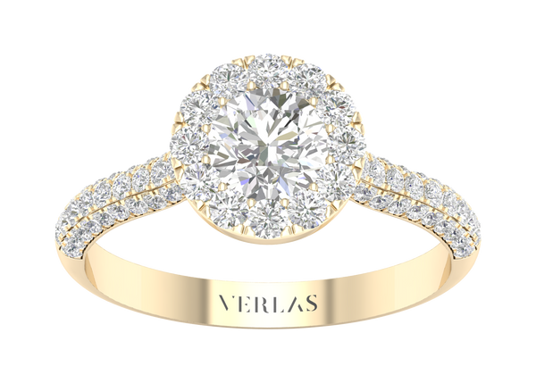 Embellished Iconic Round Halo Ring yellow gold