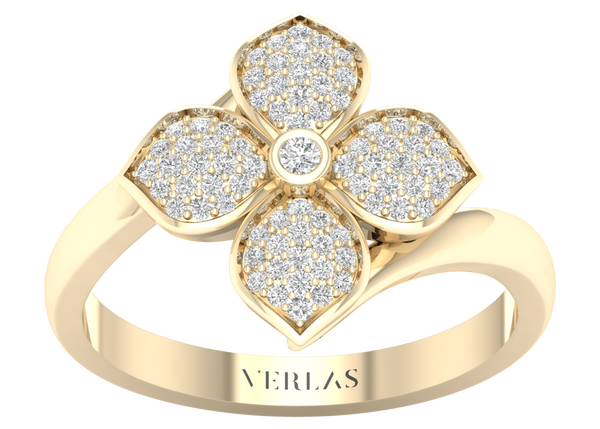La Fleur Diamond Radiant Ring yellow gold
