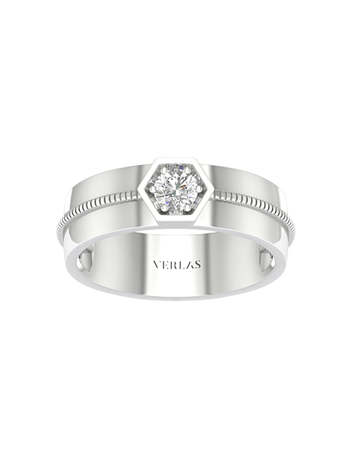 Hexagon Frame Band white gold