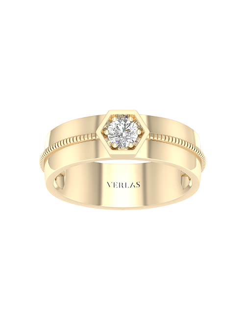 Hexagon Frame Band yellow gold