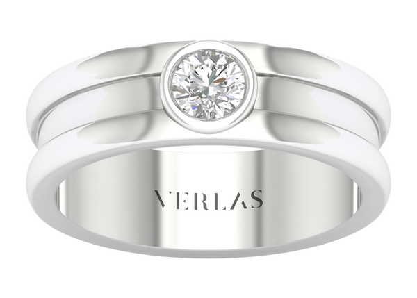 Round Encompassing Groove Band white gold