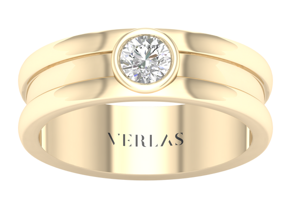Round Encompassing Groove Band yellow gold