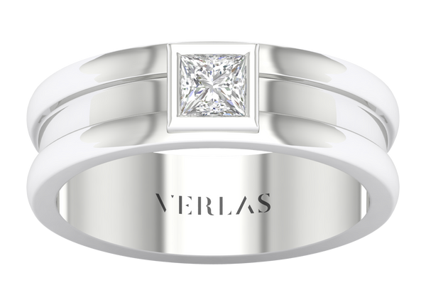 Princess Encompassing Groove Band white gold