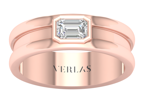 Emerald Encompassing Groove Band rose gold
