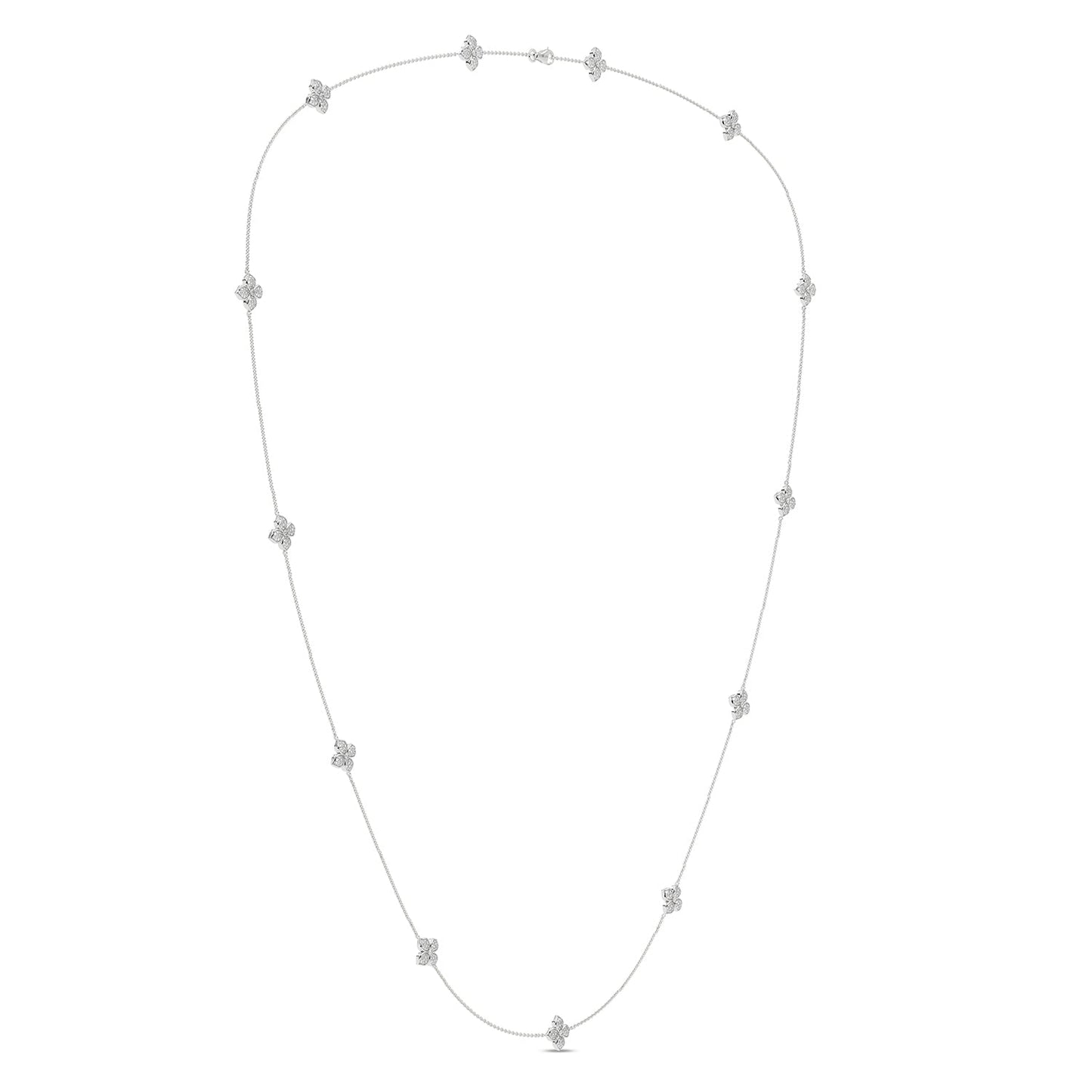 La Fleur Petite Diamond Radiant Stationed Necklace_Product Angle_1 3/4 - 2