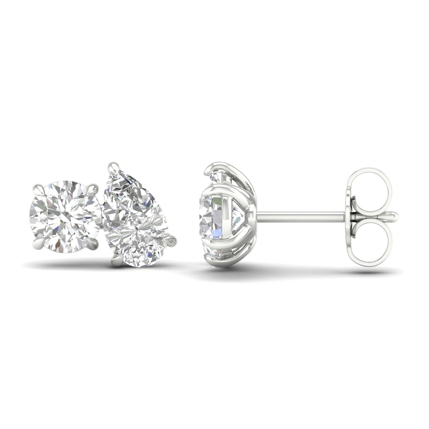 Atmos Round Pear Diamond Two Stone Studs_Product angle _2 - 1