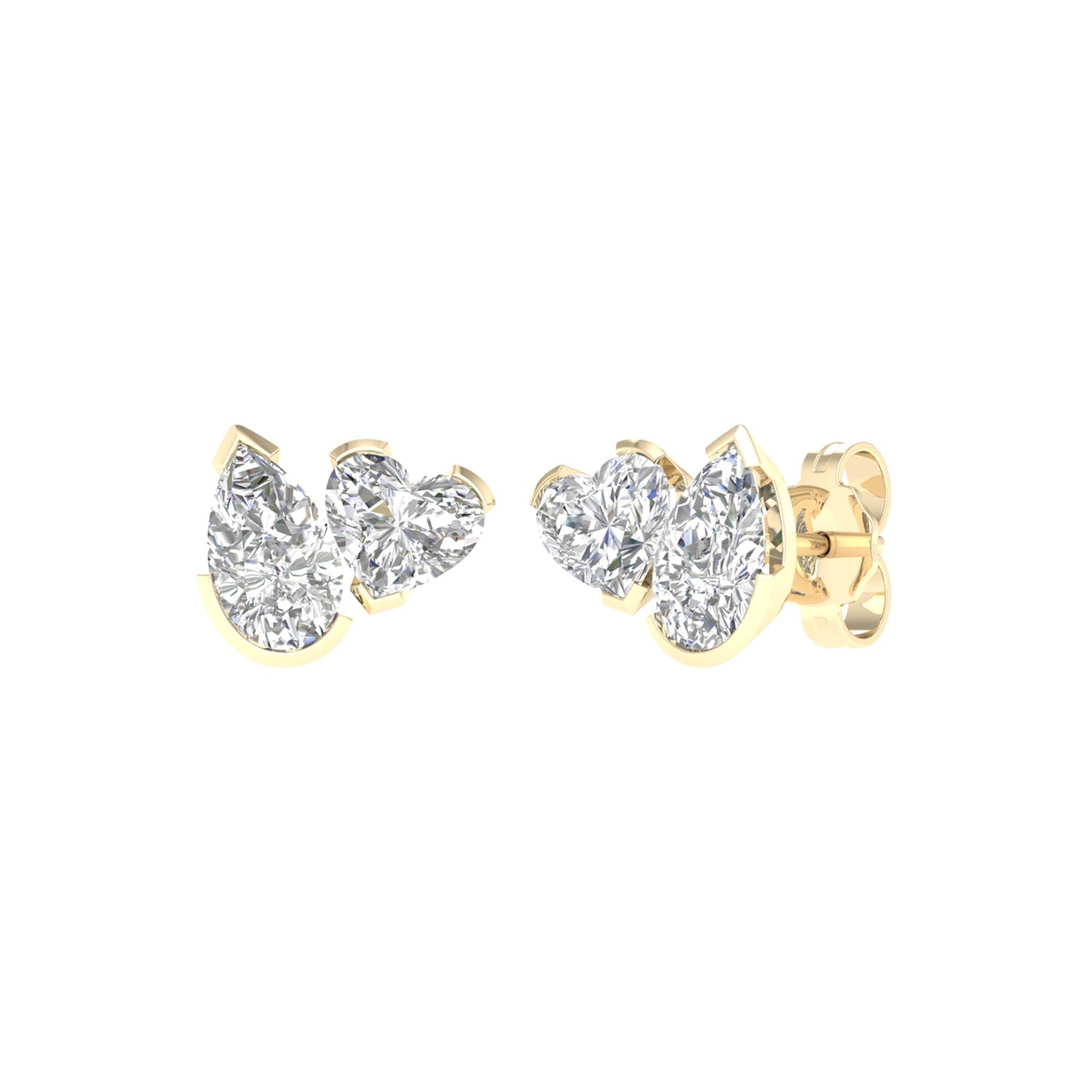 Atmos Pear Heart Diamond Two-Stone Studs_Product angle _2 - 2