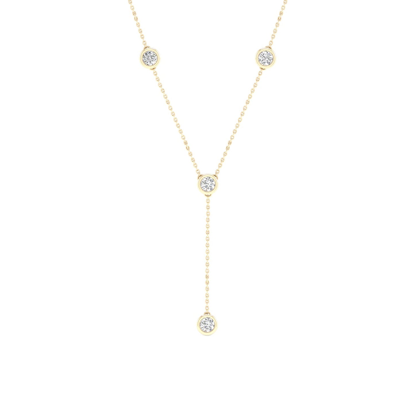 Encompassing Round Stationed Y Necklace_Product angle_1/4 Ct. - 1