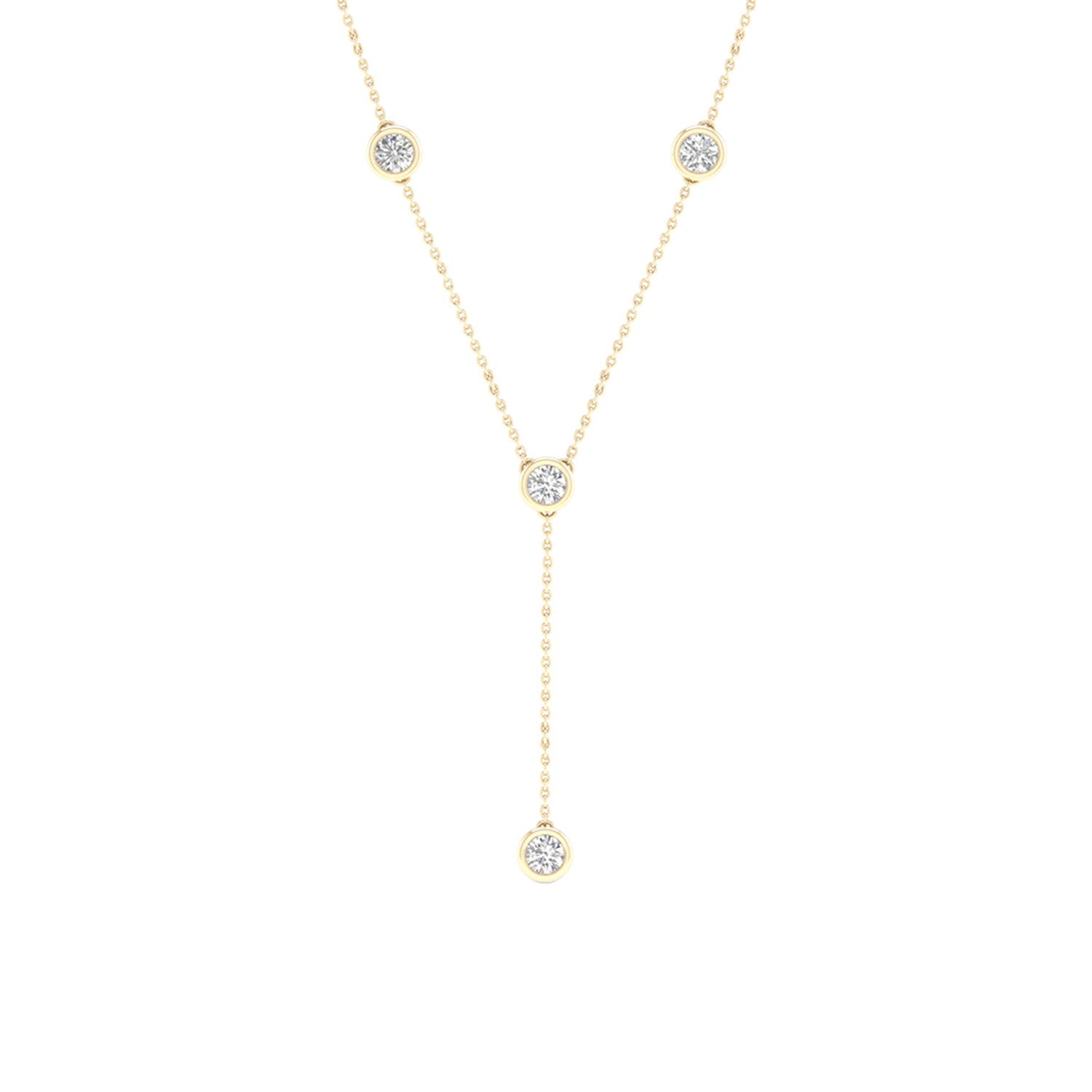 Encompassing Round Stationed Y Necklace_Product angle_1/4 Ct. - 1