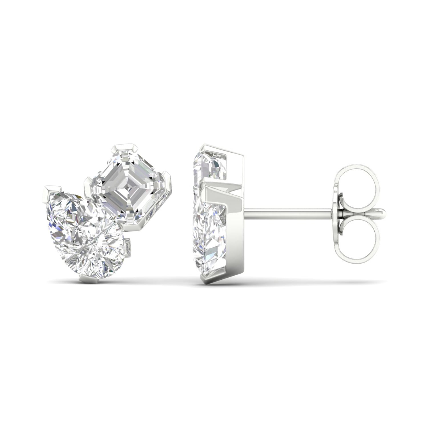 Atmos Pear Cushion Diamond Two Stone Studs_Product angle _2 - 1