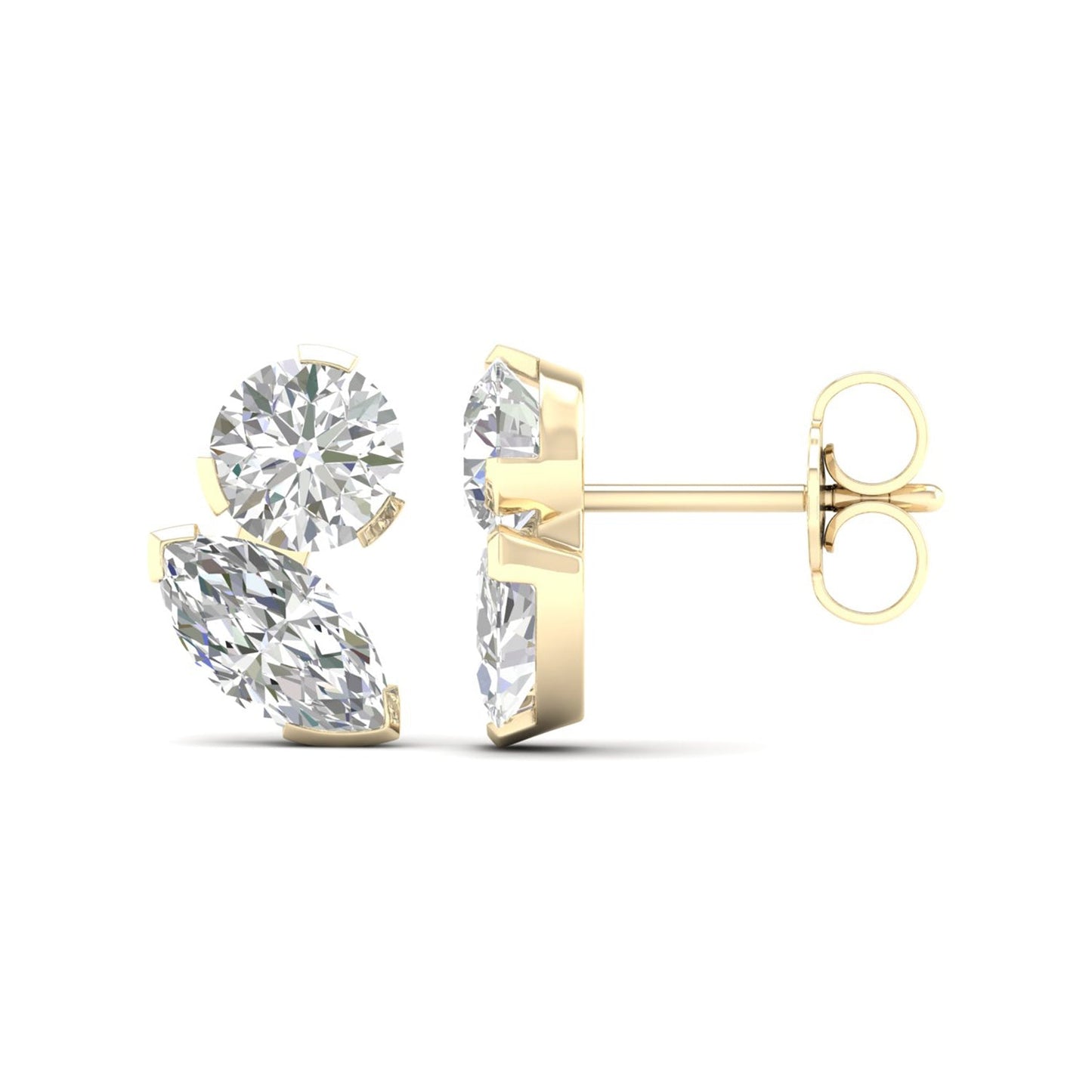 Atmos Round Marquise Diamond Two Stone Studs_Product angle _PCP Main Image