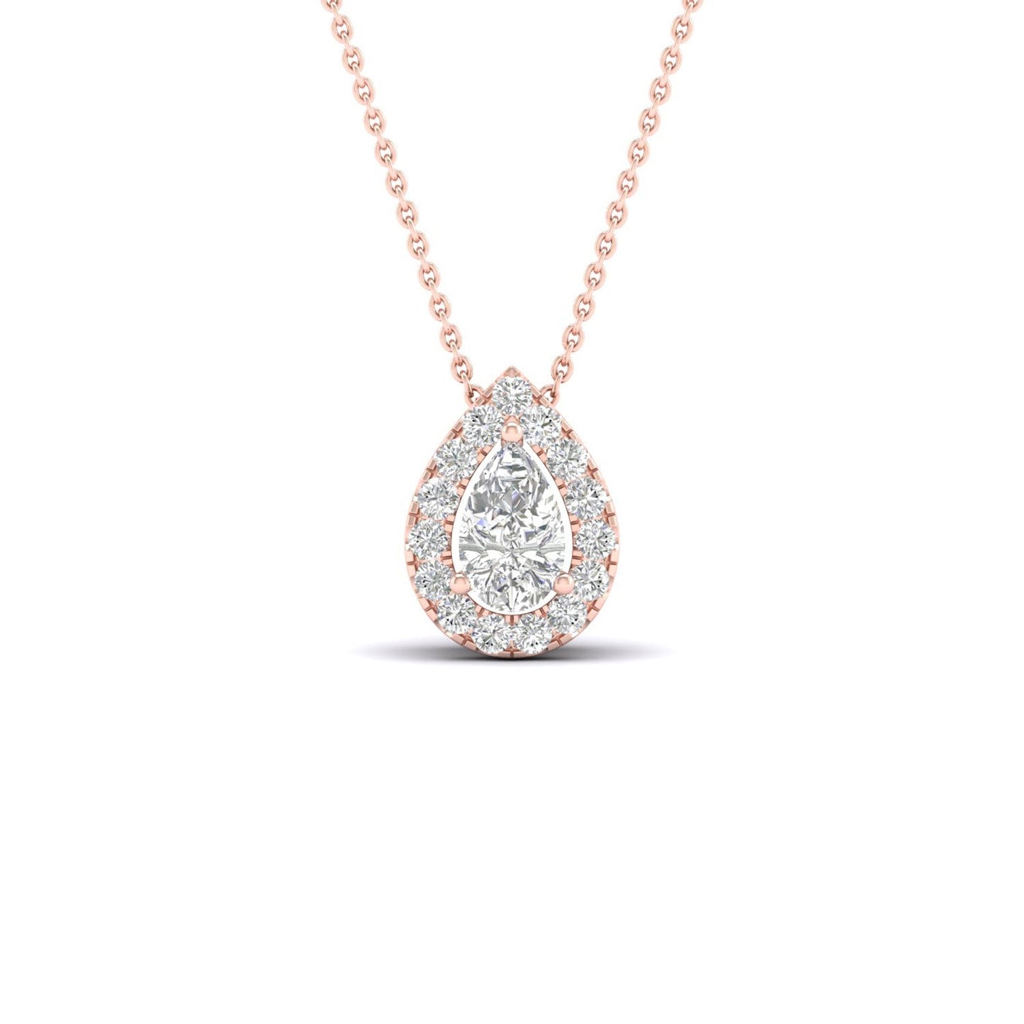 Petite Dewdrop Halo Necklace_Product angle_1/6 Ct. - 1