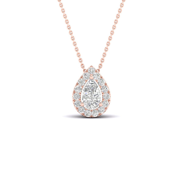 Petite Dewdrop Halo Necklace_Product angle_1/6 Ct. - 1