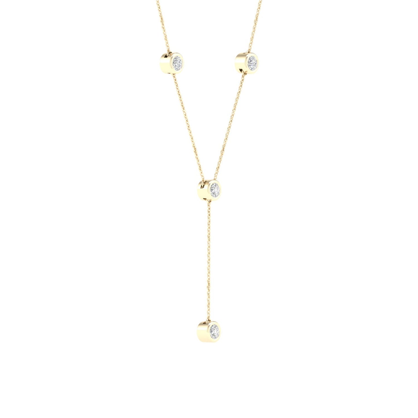 Encompassing Round Stationed Y Necklace_Product angle_1/4 Ct. - 2