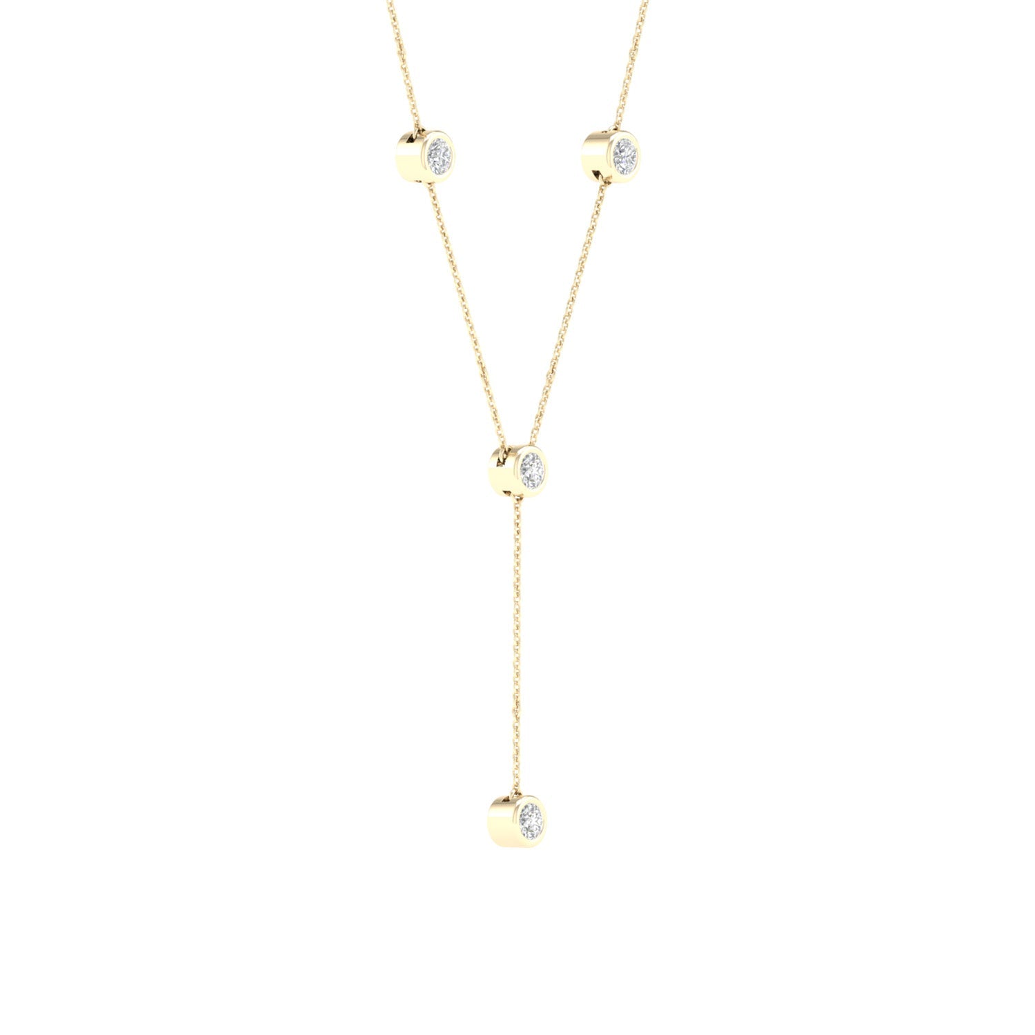 Encompassing Round Stationed Y Necklace_Product angle_1/4 Ct. - 2