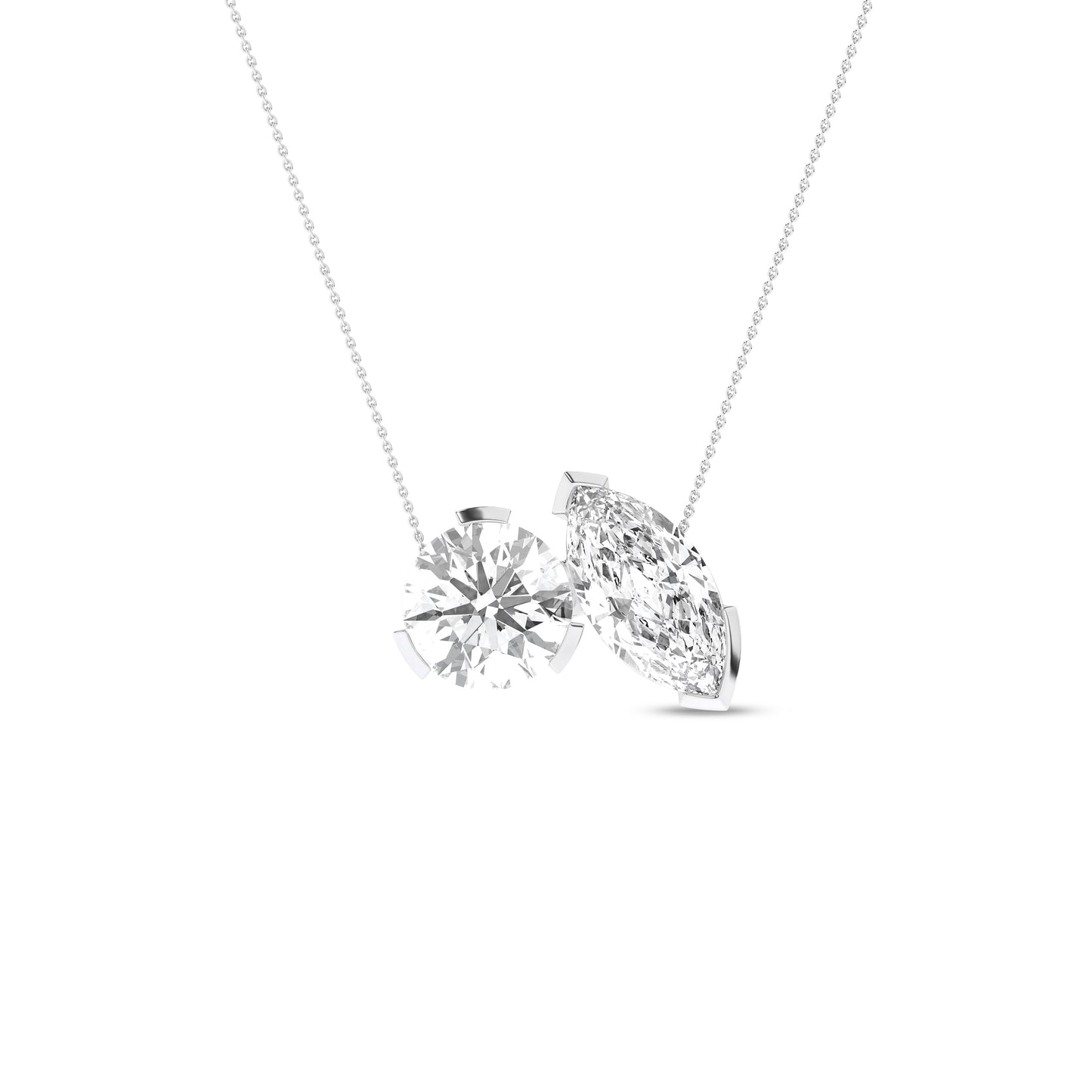 Atmos Round Marquise Diamond Two-Stone Necklace_Product Angle_2 Ct. - 1