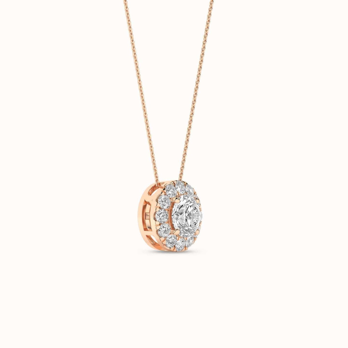 Round Halo Necklace_Product Angle_3/4Ct. - 2