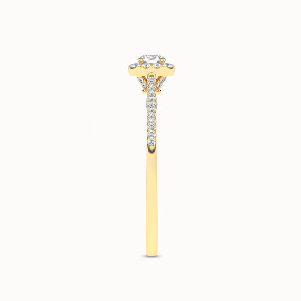 Round-Center Princess Halo Ring