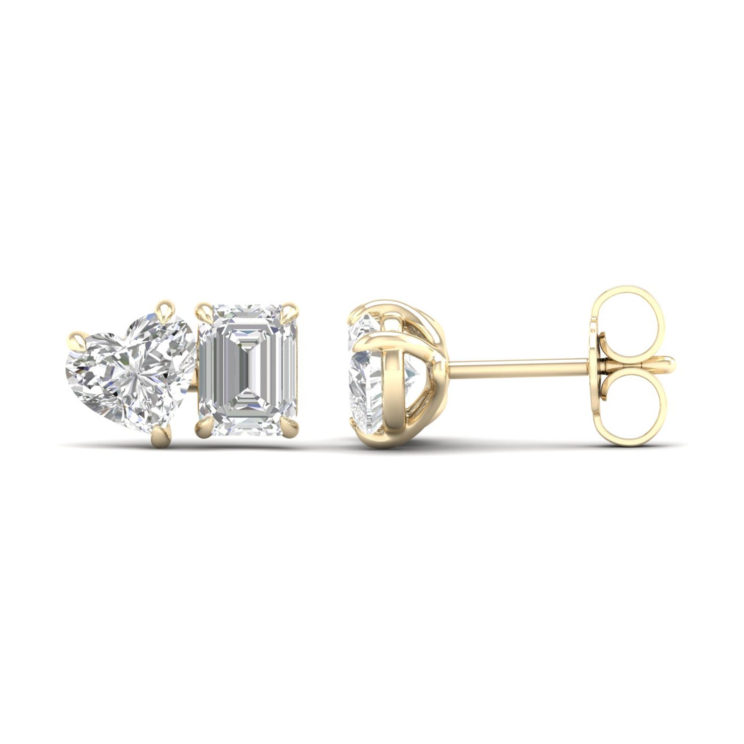 Atmos Heart Emerald Diamond Two Stone Studs_Product angle _2 - 1