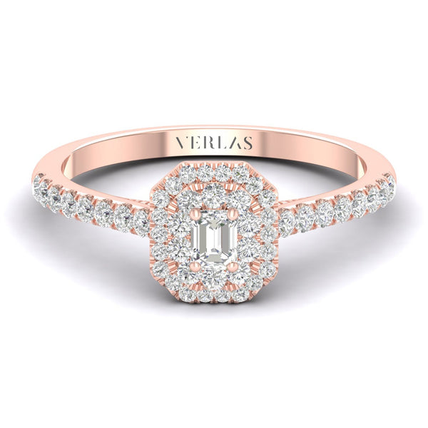 Quaint Signature Emerald Double Halo Ring