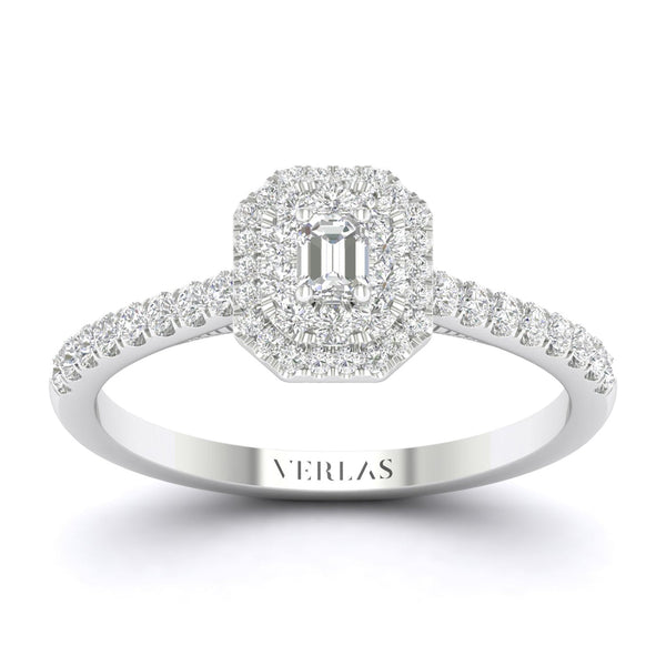 Quaint Signature Emerald Double Halo Ring