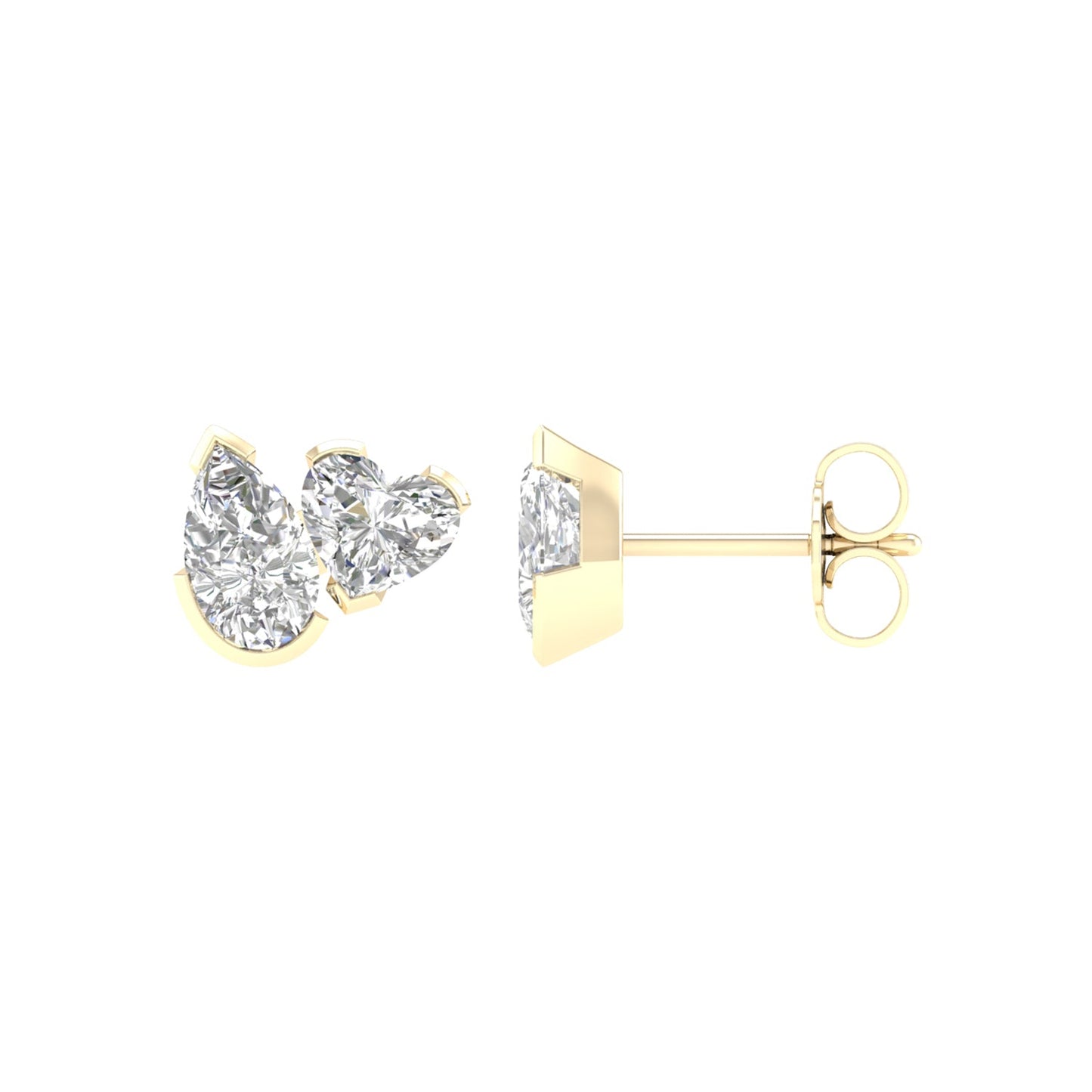 Atmos Pear Heart Diamond Two-Stone Studs_Product angle _PCP Main Image