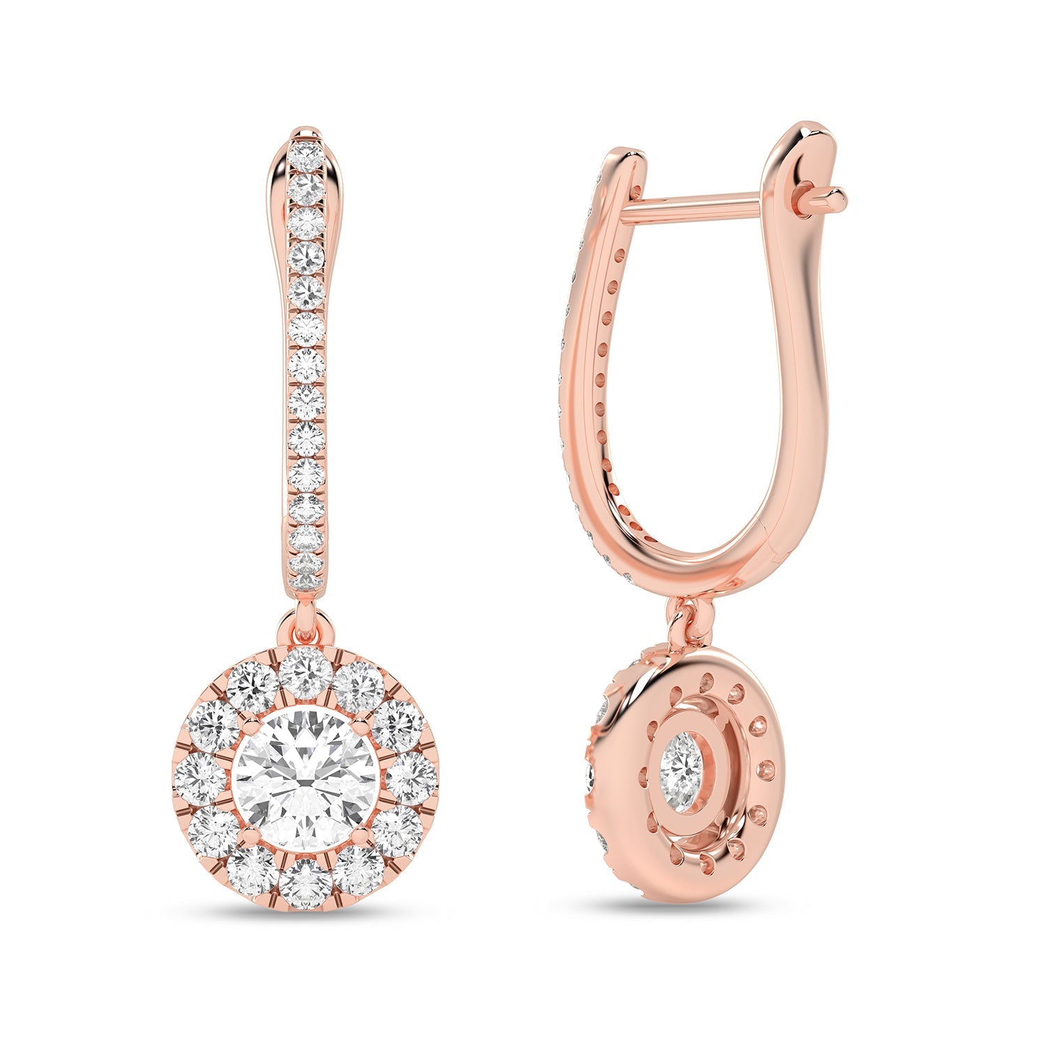 Round Halo Drop Earrings_Product Angle_7/8 Ct. -  3