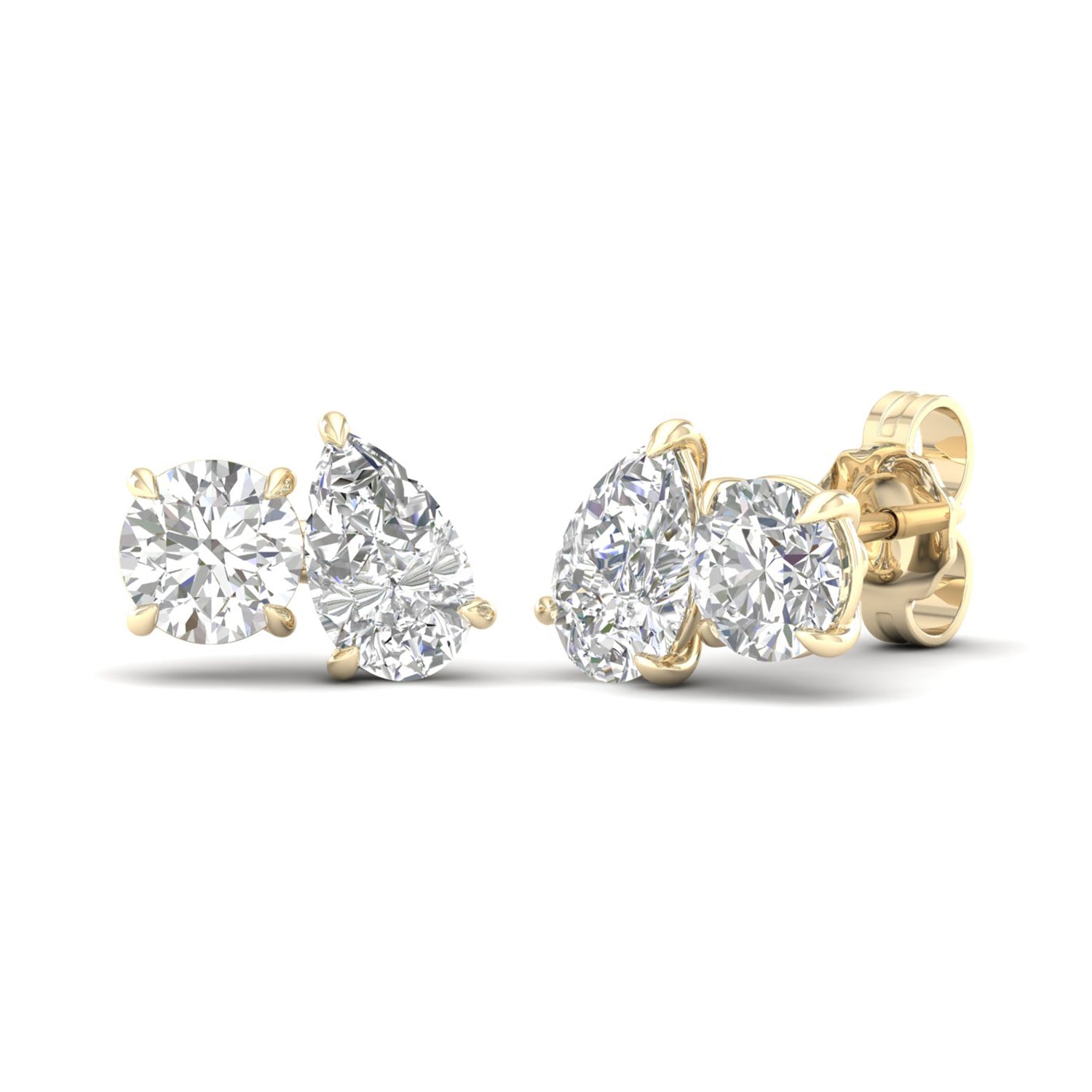 Atmos Round Pear Diamond Two Stone Studs_Product angle _2 - 2